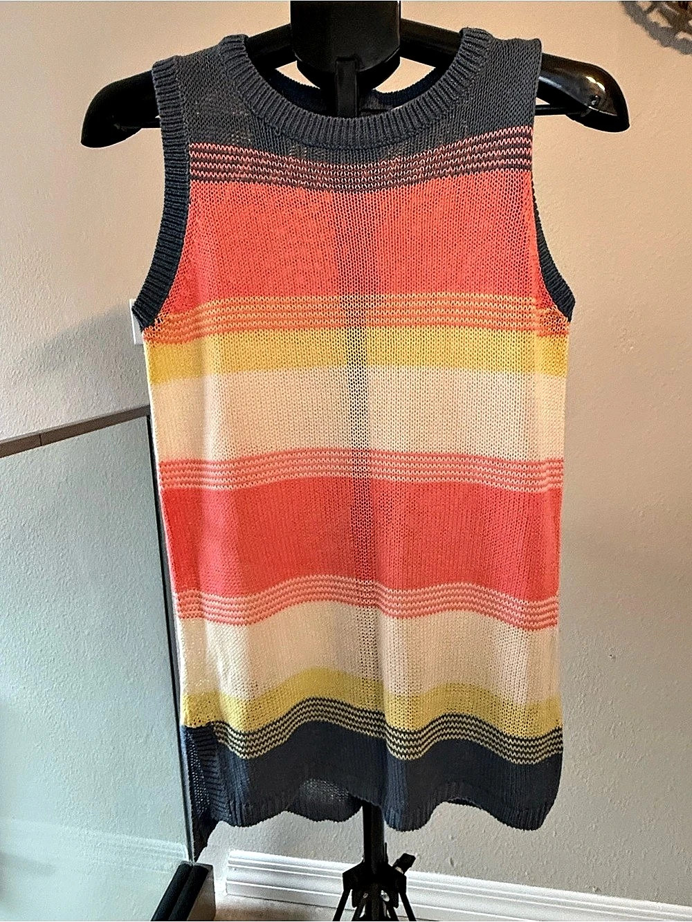 Next Striped Knit Zip Neck Sweater